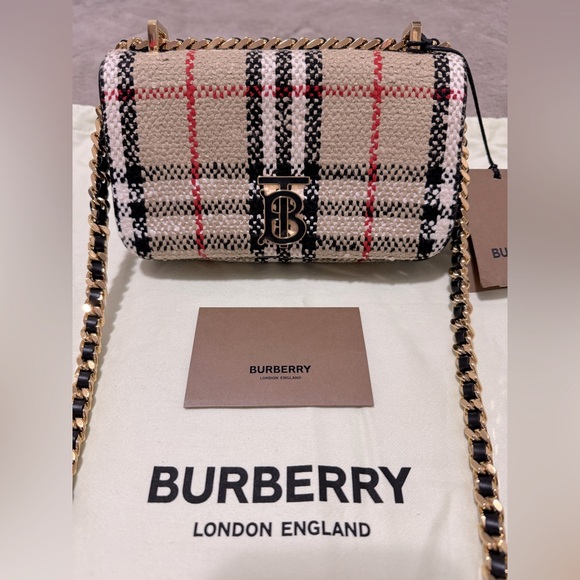 BURBERRY Mini Lola Woven Check Bag - Picture 8 of 16